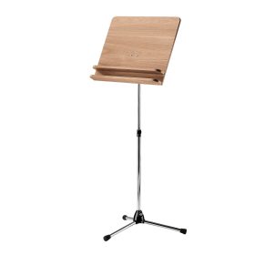 K&M 118/3 Notenpult, Nickel mit Walnuss Holzplatte