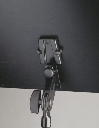 K&M 118/1 Notenpult Nickel mit brauner Holzplatte