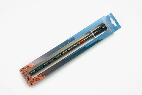 Flageolet - BDW/BLU Boho Irish Flute D With Box, Patterned Blue