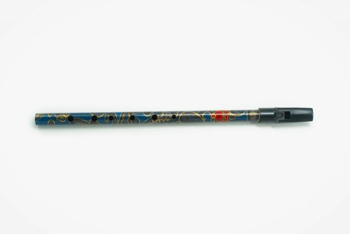 Flageolet - BDW/BLU Boho Irish Flute D With Box, Patterned Blue