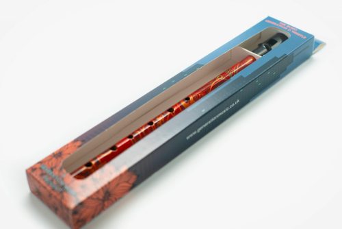 Flageolet - BDW/RED Boho Irish Flute D With Box, Patterned Red