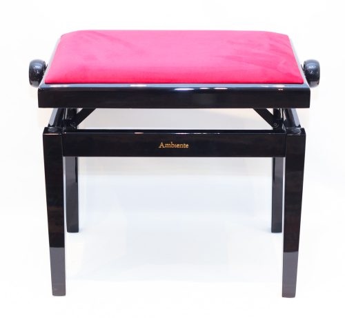 Ambiente Piano Bench AMB23-PBK-VBR Black Polished + Red Velvet