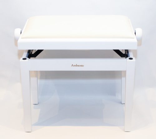 Ambiente Piano Bench AMB23-PWH-VWH White Polished + White Velvet